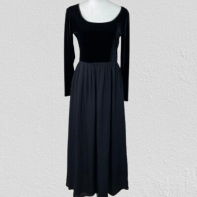 Vintage Laura Ashley Silk/Velvet Black Formal Maxi Dress Size 10 Worn Once  | eBay