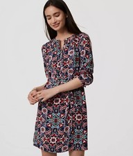 NWT Ann Taylor LOFT Long Sleeve Stained Glass Shirtdress Shirt Dress - MEDIUM