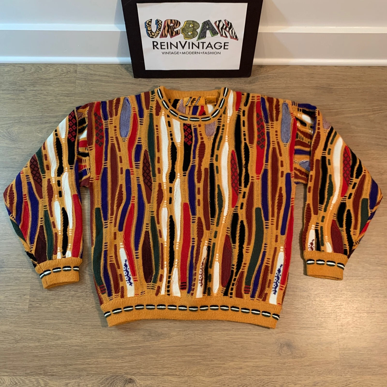 PULL EN TRICOT CHUNKY VINTAGE ANNÉES 80 TRUTUS BIANCARRA 3D XLT COOGI SUPREME PALACE ATMOS
