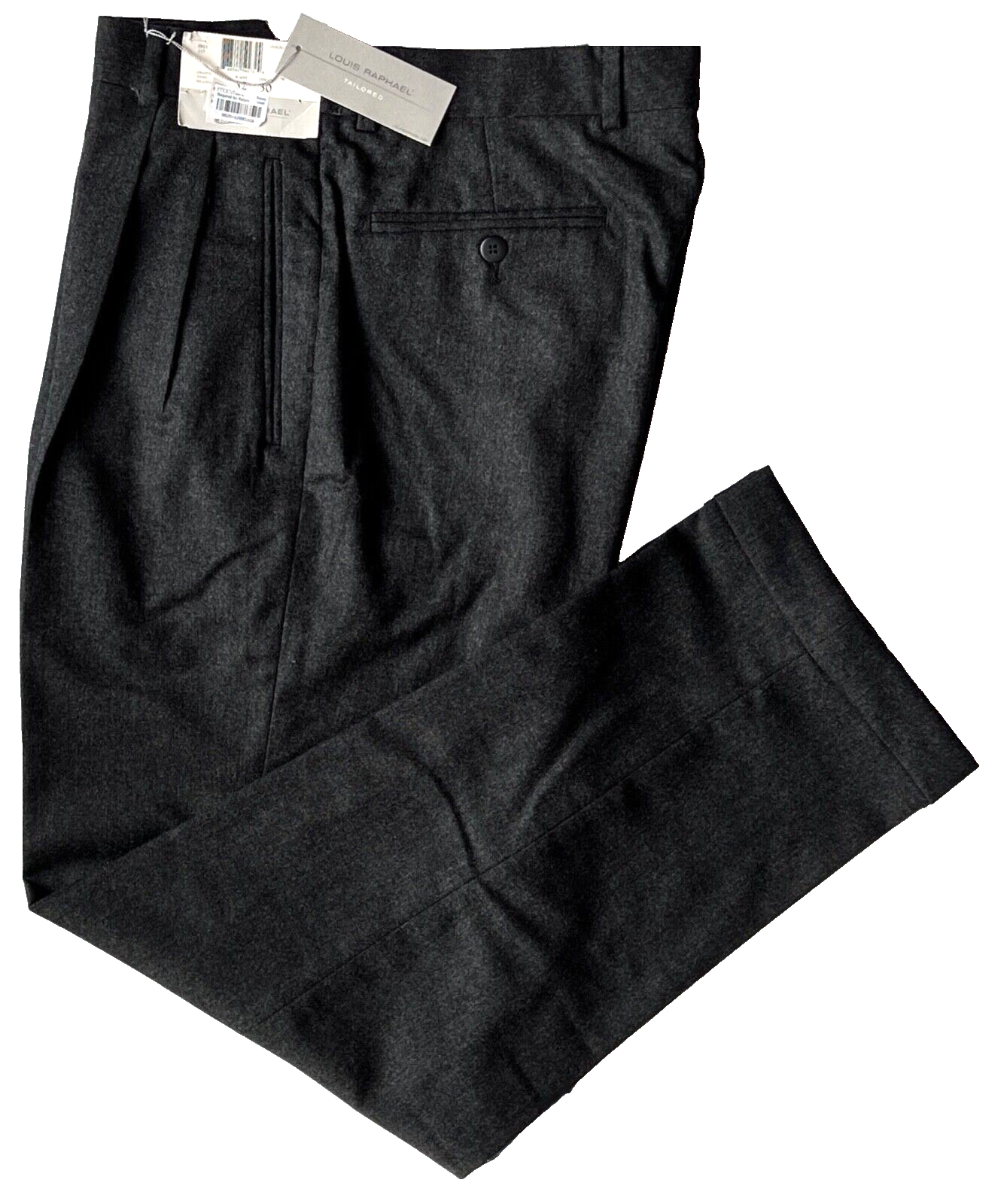 Louis Raphael Pants Louis Raphael Tailored Men's 100% Wool Pants Size 32/30 Charcoal Retail ...