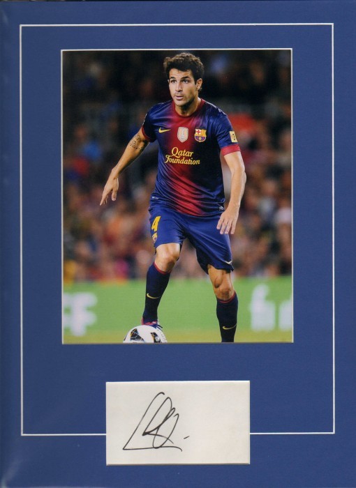 Signed Cesc Fabregas Signed Mounted Card + Photo Barcelona