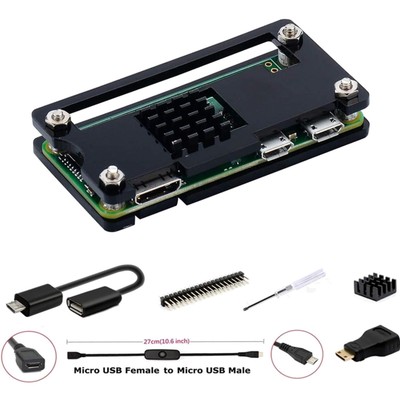 Raspberry Pi Gehäuse, 7 in 1 Starter Kit, Acryl, Schwarz, Zubehör, GPIO, Kühler
