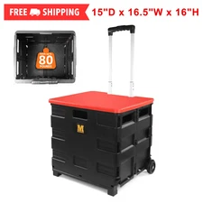 50830 Collapsible Black Rolling Dolly Cart- Multi-Functional with Extra Storage