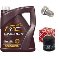 MotoröL Set 5W-30 5 Liter + ÖLfilter + ÖLablassschraube FüR Audi A1 A3 1.4 Tfsi