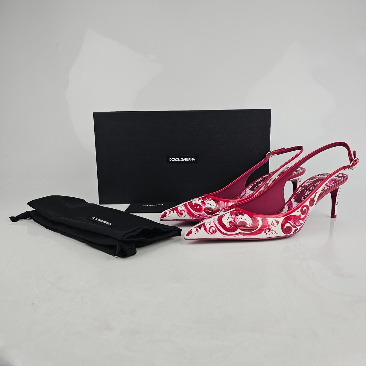 DOLCE&GABBANA Lollo Maiolica 60mm Fuchsia Leather Slingback DOLCE&GABBANA Lollo Maiolica 60mm Fuchsia Leather Slingback