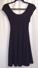 Basic Little Black Dress w Floral Fabric & Criss Cross Back Adult S
