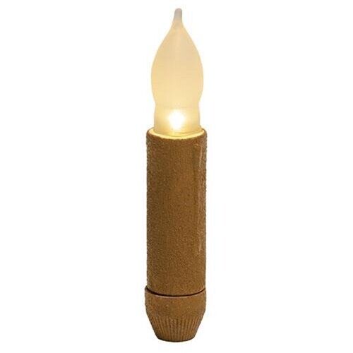 Mustard Textured 4" LED Timer Taper Candle - Picture 1 of 1