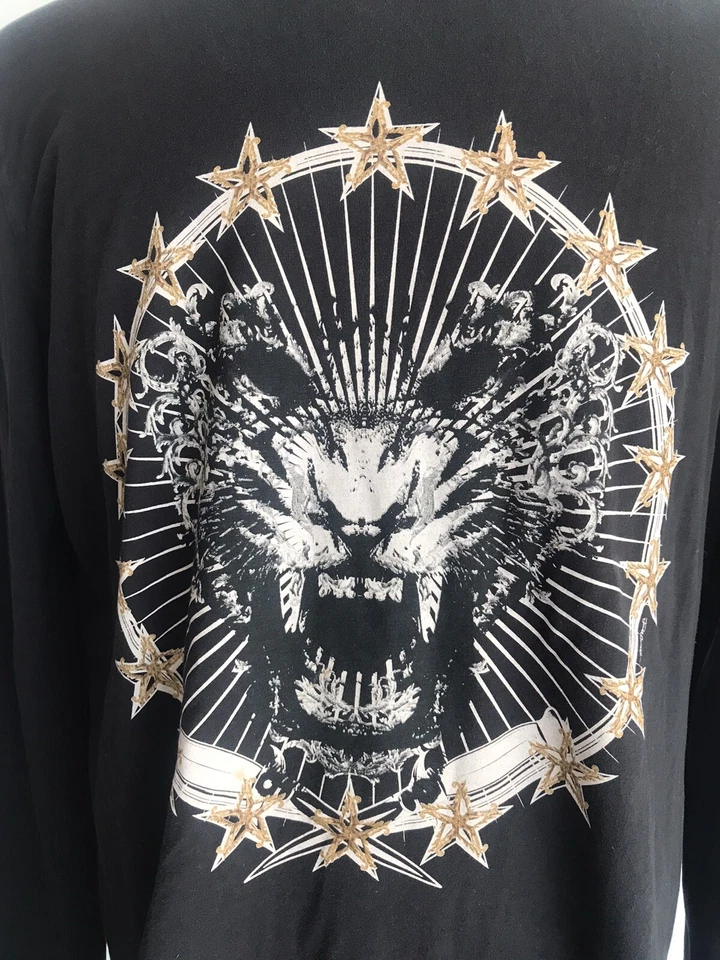 Camiseta negra manga larga para hombre JUST CAVALLI Roberto Cavalli cara de león XL Foto 3 de 4