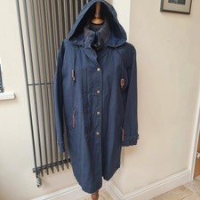 Poetry Navy Blue Parka Jacket 100% Cotton Size Uk 12 New