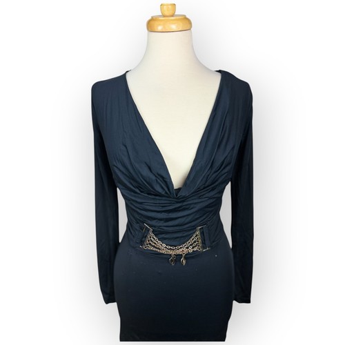 Baby Phat Womens Dress Bodycon Long Sleeve Gold Chain Belt Sz Small Y2K 90s READ - Picture 3 of 18