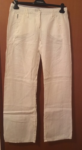 PANTALONI LINO DONNA ARMANI JEANS NUOVI TAGLIA 44 BIANCHI | eBay