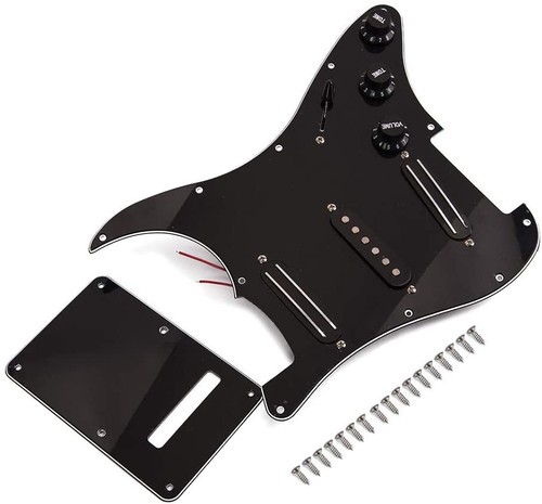 Schwarz SSS geladenes Schlagbrett Dual Rail Pickup Backcover für Strat Stratocaster - Bild 4 von 10