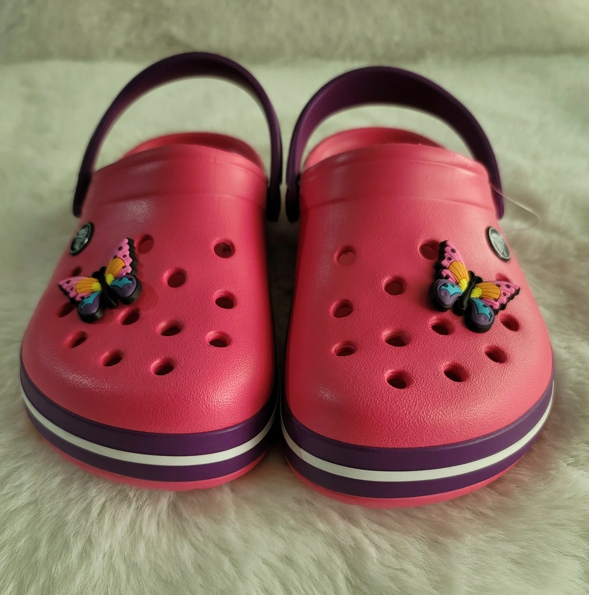 NEW CROCS Kids CROCBAND Paradise Pink Amethyst CLOG SHOES