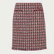 New! L.K. Bennett Danna Plaid Tweed Skirt Size 14 NWT 30038