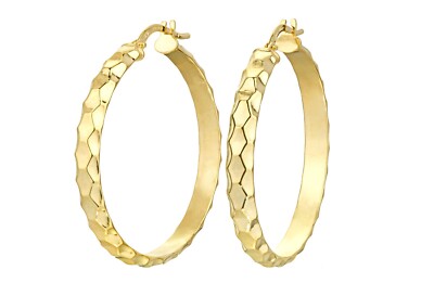 Creolen 9 kt Gelbgold 30 mm Durchmesser Diamantschliff von Citerna