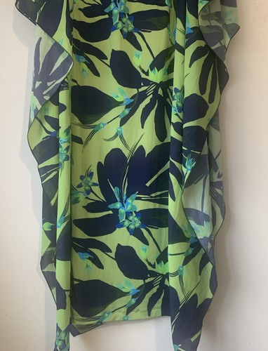 Green and Navy Floral Co-ord Half Sleeve Ruched Front - Picture 5 of 12