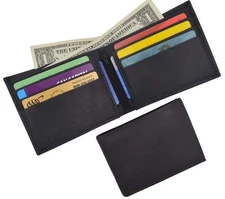 Genuine Lambskin Soft Leather Bifold Men's Wallet with Inner Zipper 1103