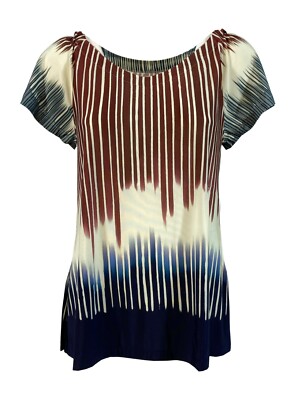 Aldo Martins Women's Blue/Burgundy Patterned Flared Top 5626 Pita