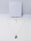 Sterling Silver Initial 'B' Chocker Gold Tone Necklace 1.7g T.W.