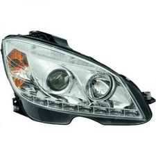 Scheinwerfer Set Passend für Mercedes C-Klasse W204 07-11 Chrom LED TFL Optik