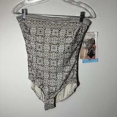 Coco contours perfection fit bra size swimsuit 32C Gray print￼ strapless $173