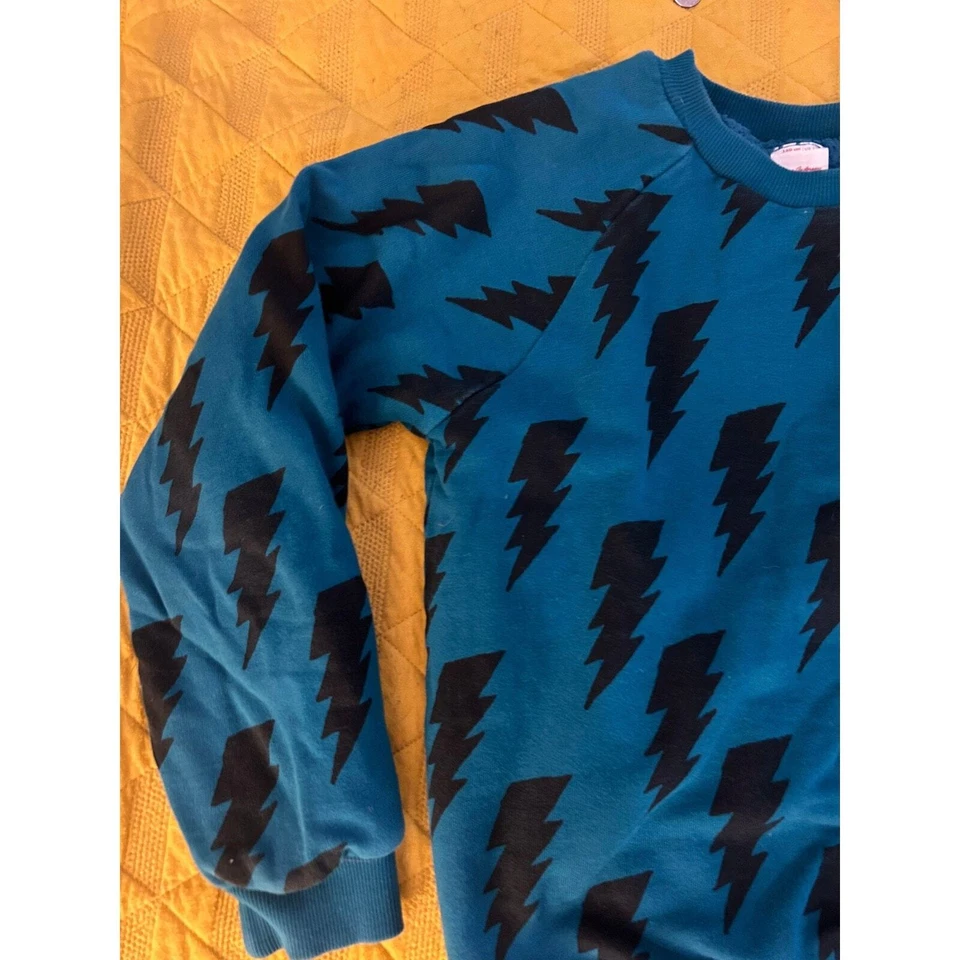 LOT 2 Girls Sweaters Gap Hanna reversible fleece teal blue lightning bolt Sz 12 - Image 2 of 4