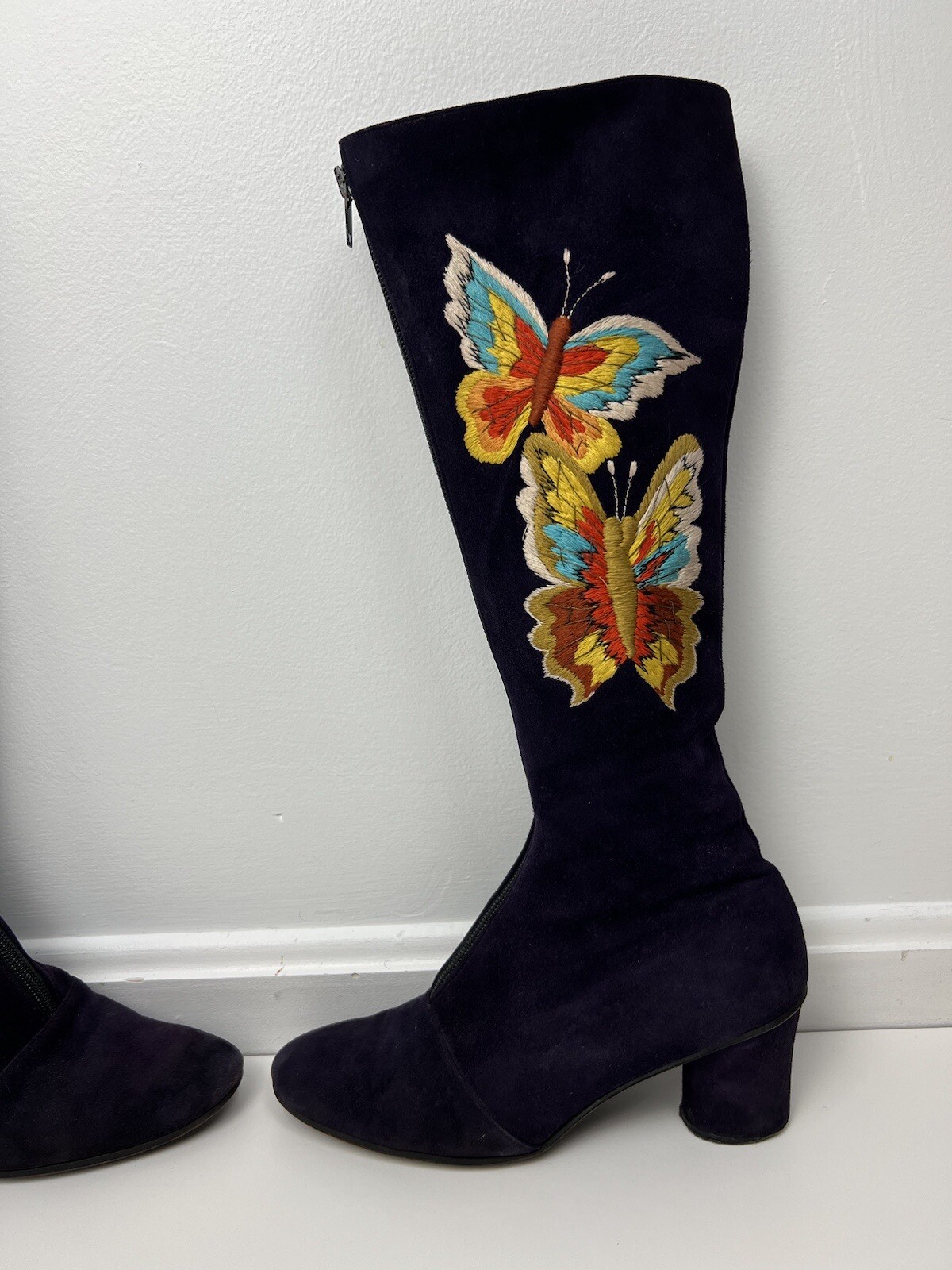JERRY EDOUARD Vintage Purple Suede Butterfly Embr… - image 7