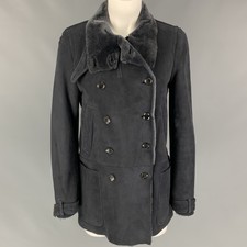 Gucci By Tom Ford Size 6 Grey Shearling Double Breasted Coat