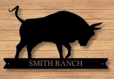 Customized Metal Bull Name Sign Farmhouse Ranch wall Outdoor Decor Gift wall Art