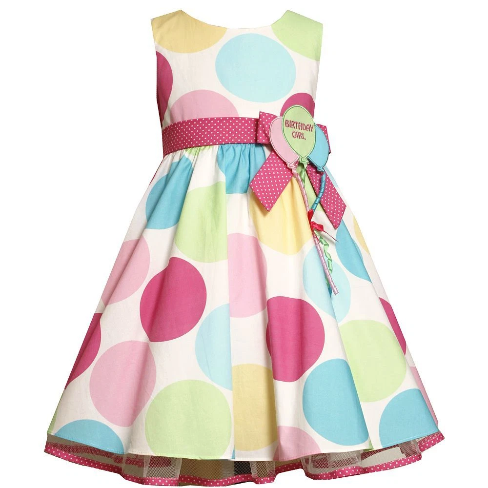NWT Bonnie Jean Girls Large Polka Dot Pastel Balloon Birthday