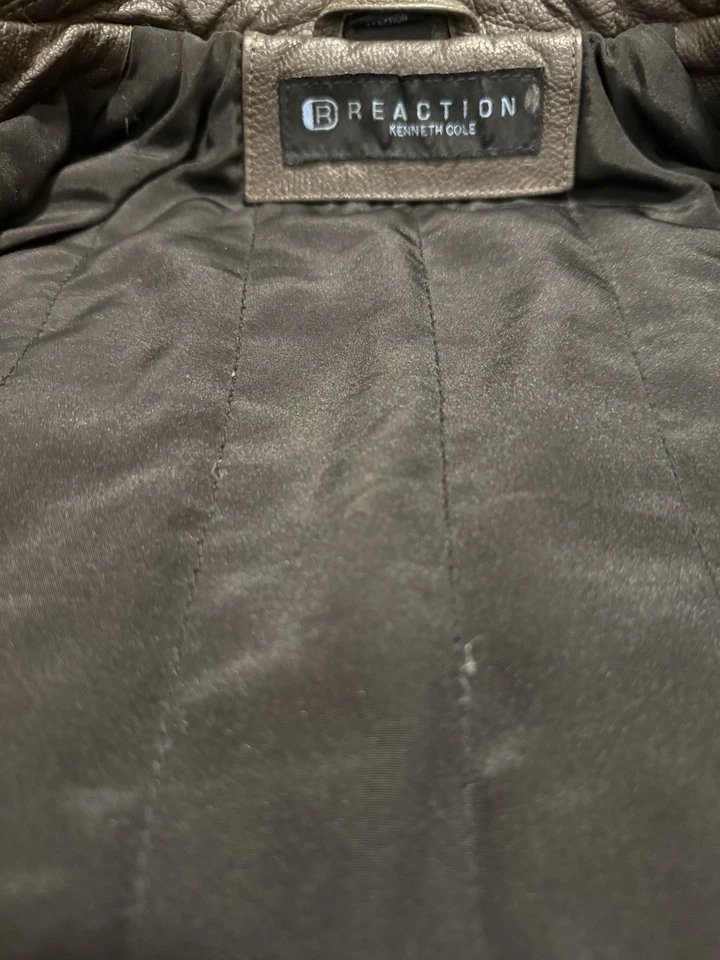 复古二手 Reaction Kenneth Cole 男孩棕色皮革夹克  — 第 4/4 张图片