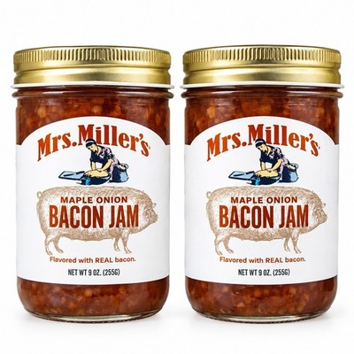 Mrs. Miller's Maple Onion Bacon Jam 2 Pack 9 oz Jars Sweet & Savory