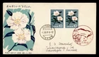 DR WHO 1961 JAPAN FDC FLOWER PAIR TO DENMARK M81198