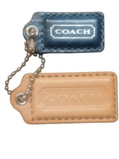 Coach - 2 Leather Tag Set, 1-Blue Marble  1- Tan Hanging Tags,