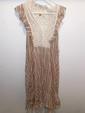 Free People FP One Top Cover Up Womens S Striped Lace Ruffle Boho Caraway Stripe