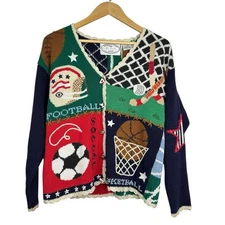 Eagles Eye Vintage Football Sports Themed Knit Cardigan Sweater Women's Small