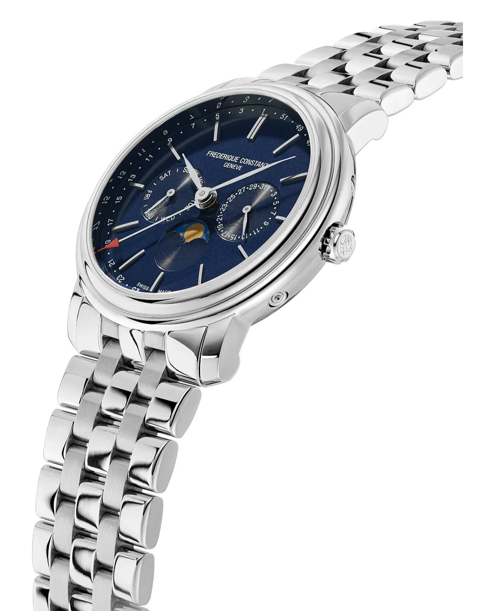 Frederique Constant Men's Moonphase Date Quartz Silver Watch 40MM