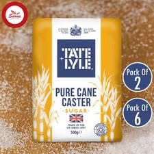Tate & Lyle Pure Cane Caster Sugar – 500 g Bag (Pack of 2 & 6)