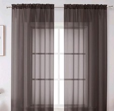 3 Simple Brand Jacquard Sheer Curtains 40 x 84 Brown Chocolate Set of 3 New S2