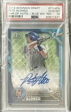 2016 Bowman Chrome Pete Alonso Rookie RC Auto/Blue Wave Refractor PSA 10