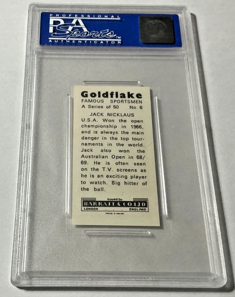1971 Barratt & Co. Ltd Famous Sportsmen Golf #6 Jack Nicklaus RC Rookie PSA 8 - Image 2 of 2