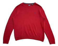 Chaps Sweater Mens Large Red Crewneck Pullover Cotton Knit Crest Logo Casual