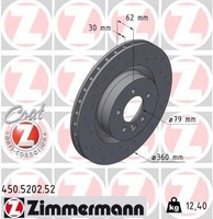 2X Zimmermann Bremsscheibe 450.5202.52 FüR Land Rover