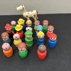 Vintage Fisher Price Little People And Cow  18 plastic figures, 1960-1975