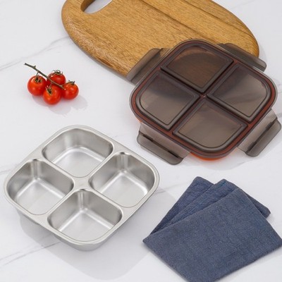 Stainless Steel Multi Section Storage Box for Snacks and Meal Preparation