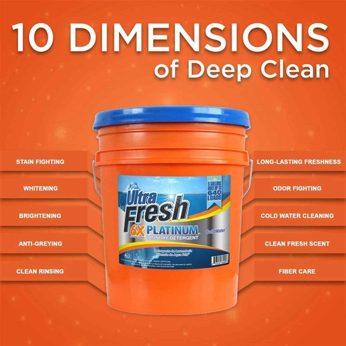 Ultra Fresh 6X Platinum Laundry Detergent, Up to 640 Loads, ColdWater, 5 Gallon - Picture 4 of 10