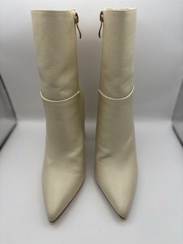 Lulus Dawson Bone Pebble Pointed-Toe Mid Calf Boots - Ivory Off White - Size 5.5 - Picture 5 of 8