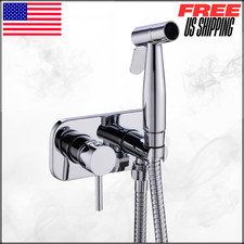 Toilet Concealed Hot and Cold Bidet Spray Set Brass Warm Water Shattaf Chrome
