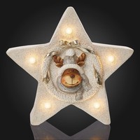 Led Figur Stern Keramik Rentier Motiv Deko Beleuchtet Weihnachten Winter 5 Led