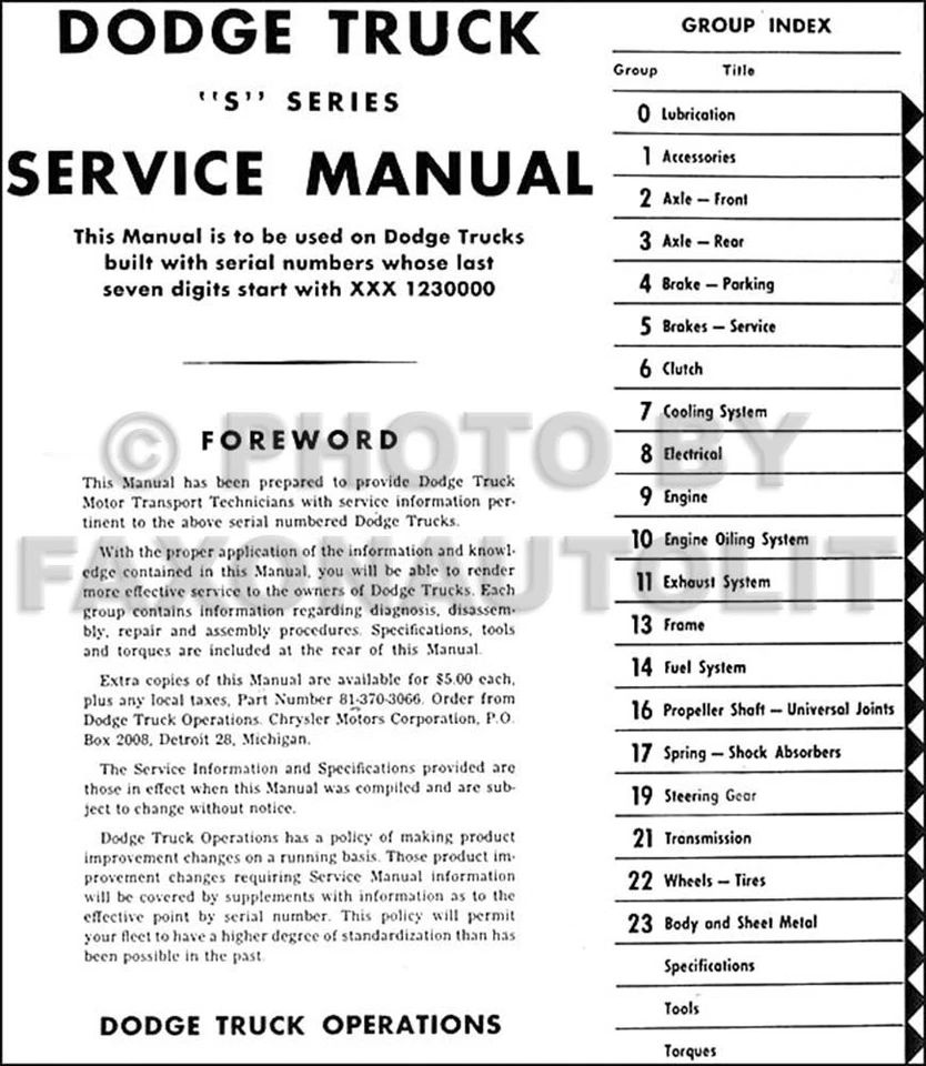 Dodge Truck Shop 1963 manual PDF en camioneta USB Power Wagon etc servicio de reparación Foto 2 de 4